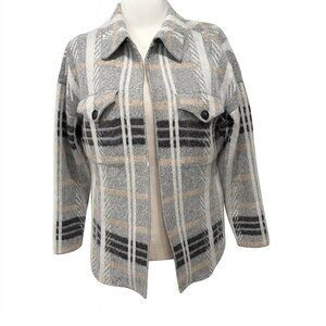 By Design Plaid Open Front Cardigan Jacket | Shacket Style | Size Large